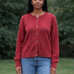 Eddie Bauer Red Button-Front Cardigan Sweater • Women’s Medium • 100% Cotton